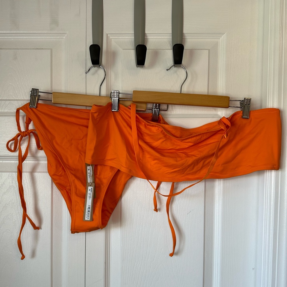 SKIMS 🧡 Swim Set Bandeau & Low Rise Tie Bikini Bottom Orange 4X